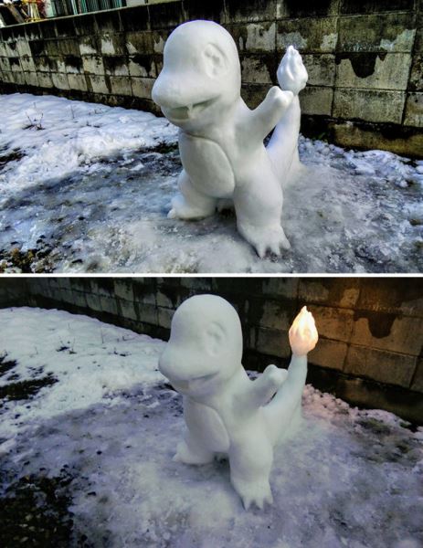 Снежные скульптуры от японского мастера по лепке снеговиков (30 фото)